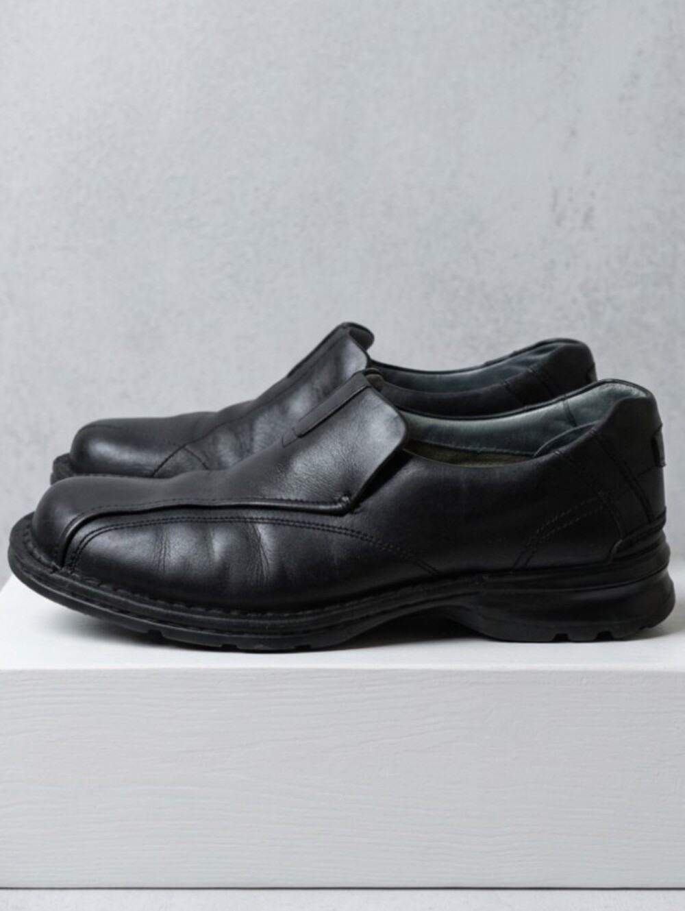 Premium Leather Clarks Men's Escalade Step Black Size 8 M Bicycle Toe